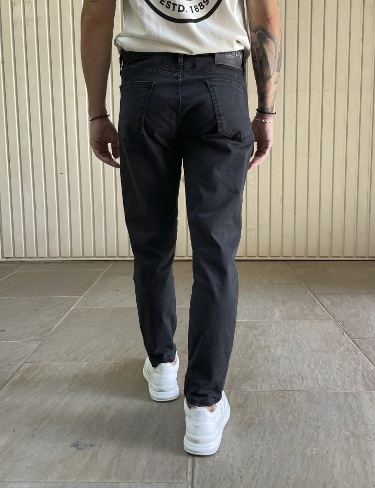 Ανδρικό μαύρο Loose τζιν καπαρντίνα πεντάτσεπο με φερμουάρ GB5626 φωτογραφία